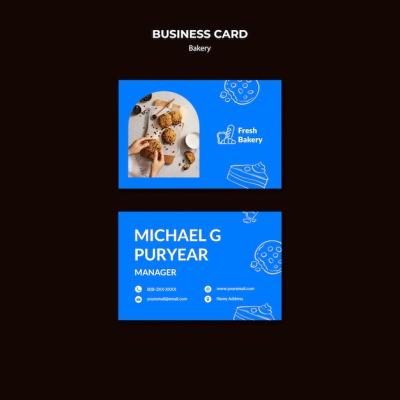 Horizontal Business Card Template for Bakery – Free Download