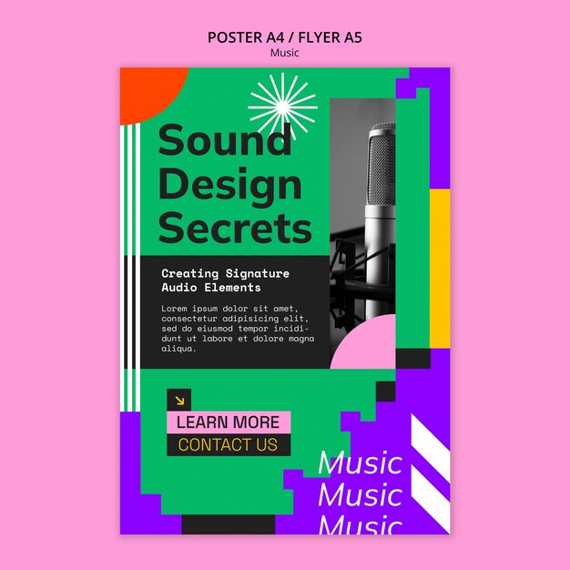 Flat Design Music Event Poster Template – Free to Download