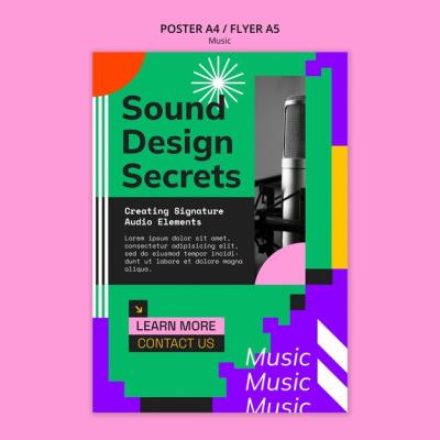 Flat Design Music Event Poster Template – Free to Download