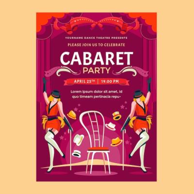 Hand Drawn Cabaret Invitation Template – Free Download