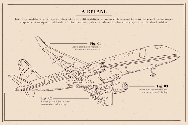 Hand Drawn Airplane Outline Illustration – Free Stock Photo for Download