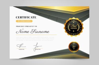 Realistic Golden Luxury Certificate – Free Download