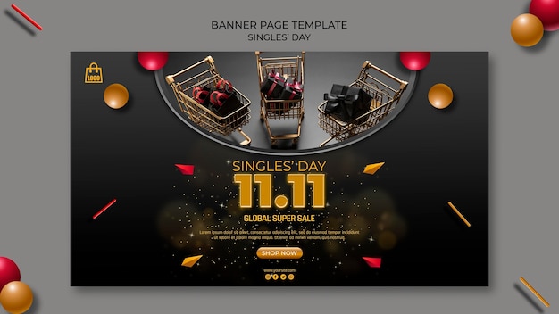 Singles Day Banner Page Template – Free Download