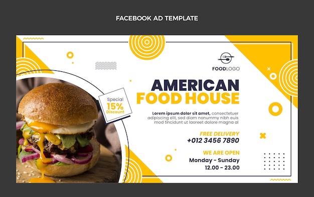 Flat Design American Food Facebook Template – Free Download