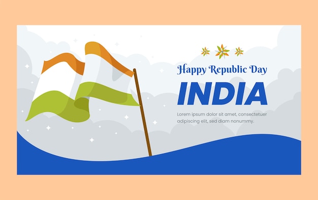 Flat Social Media Post Template for Indian Republic Day Holiday – Free Download