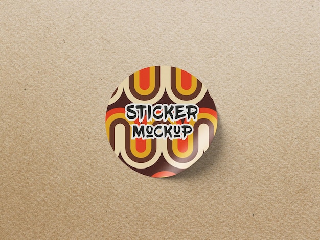 Colored Round Glued Sticker Mockup – Free Download