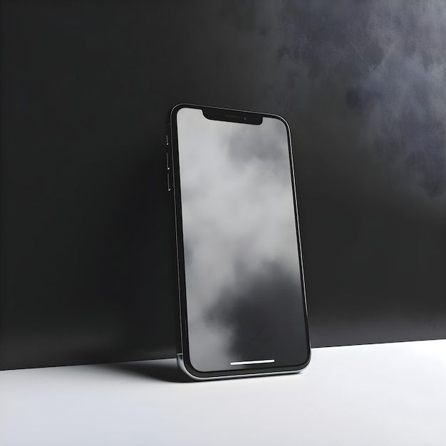 Black Smartphone Mockup: 3D Render on Black Background – Free Download