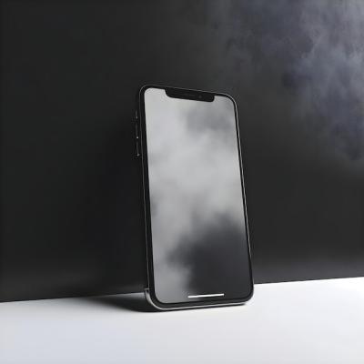 Black Smartphone Mockup: 3D Render on Black Background – Free Download