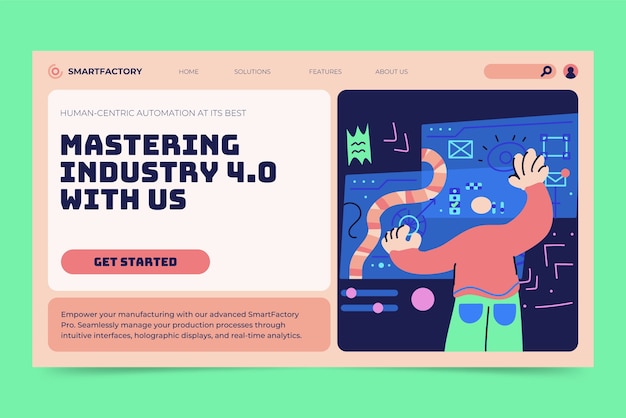 Flat Design Industry 4.0 Landing Page – Free Download