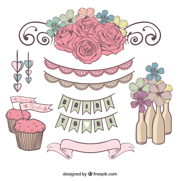 Hand-Drawn Accessories for Bridal Shower – Free Download