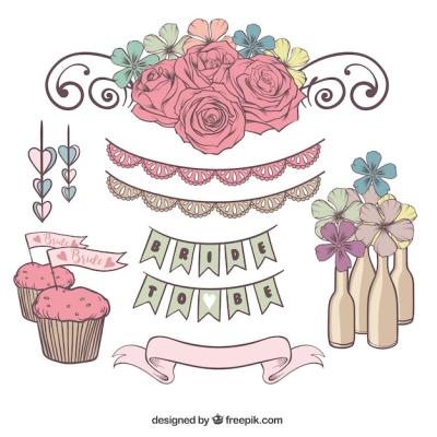 Hand-Drawn Accessories for Bridal Shower – Free Download