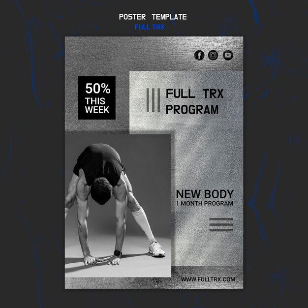 Poster Template for TRX Workout Featuring Male Athlete – Free Download