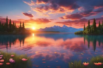 Vibrant Sunset Over a Serene Lake – Free Stock Photo, Download for Free