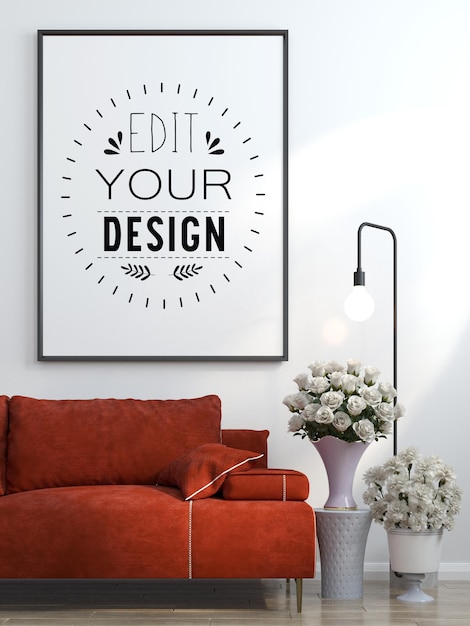 Living Room Poster Frame Mockup – Free Download