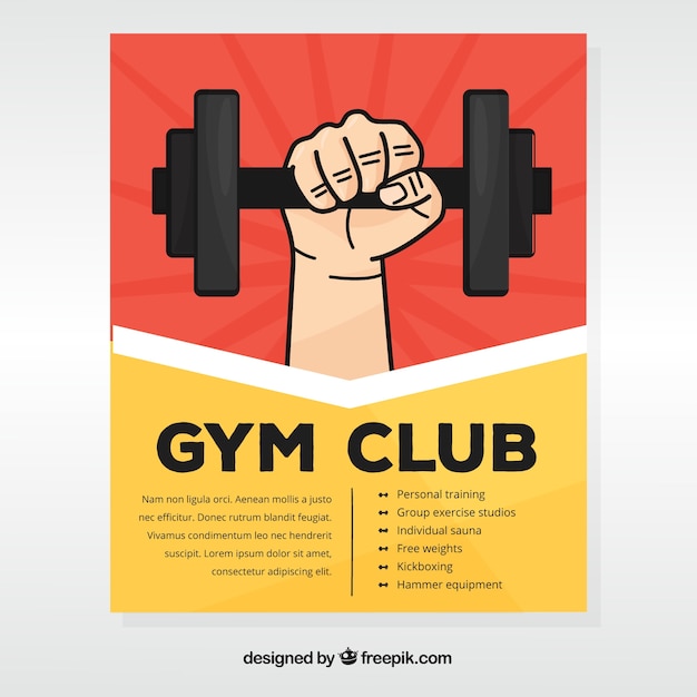 Gym Cover Template Featuring a Hand Holding a Dumbbell – Free Download