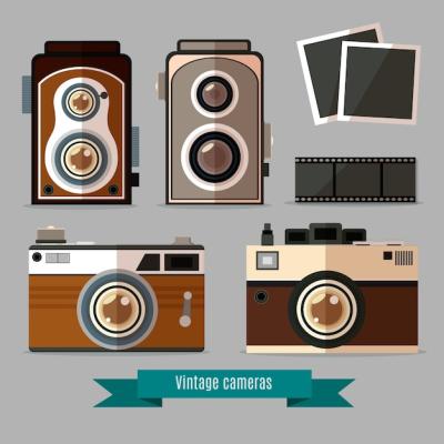 Flat Design Retro Cameras and Accessories – Free Download