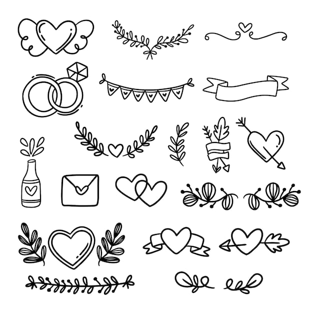 Hand Drawn Wedding Ornaments Collection – Free Download