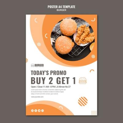 Vertical Poster Design for Burger Restaurant – Free Download