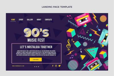 90s Nostalgic Music Festival Landing Page Template – Free Download