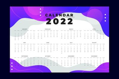 2022 Gradient Calendar Template – Free Download