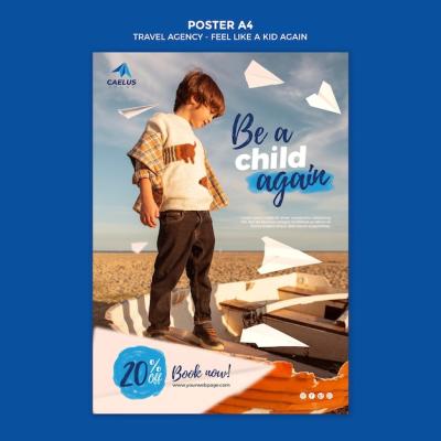 Kid on Beach Travel Agency Poster Template – Free Download