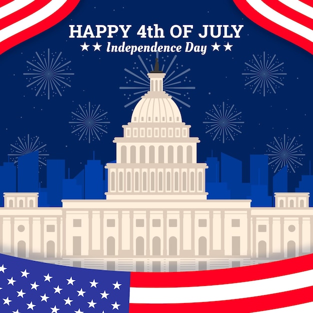 USA Independence Day Flat Design Concept – Free Download