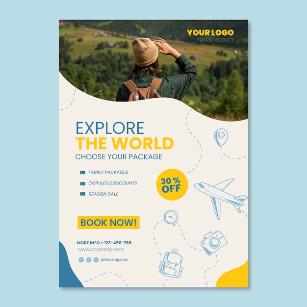 Hand Drawn Travel Agency Poster Template – Free Download