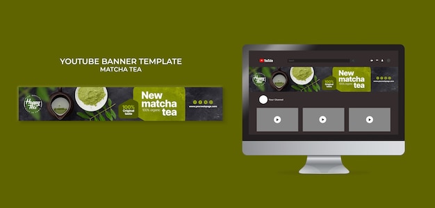 Matcha Tea YouTube Banner Template – Free to Download