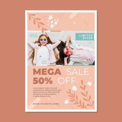 Flat Sale Vertical Poster Template – Free Download