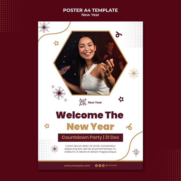 Festive New Year Vertical Print Template