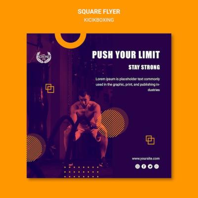 Kickboxing Square Flyer Template for PSD – Free Download