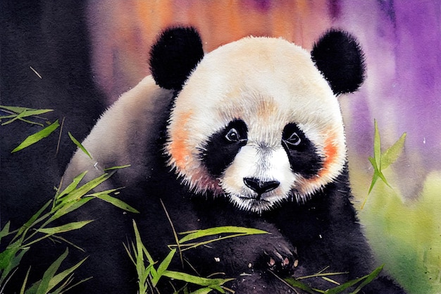 Cute Hand-Drawn Watercolor Panda Bear – Free Stock Photo for Download