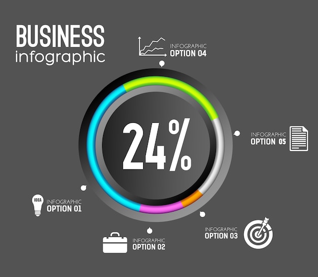 Business Infographic Template Featuring Colorful Circle Icons and Percentages – Free Download