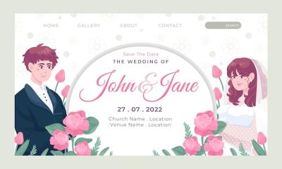 Hand Drawn Wedding Celebration Landing Page – Free Download