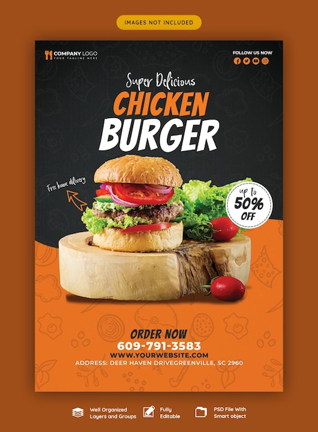 Delicious Burger and Food Menu Flyer Template – Free Download