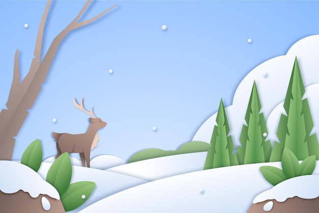 Stunning Winter Landscape Featuring Snow and Reindeer – Free Download