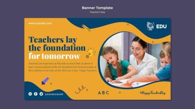 Teacher’s Day Horizontal Banner Template – Free Download