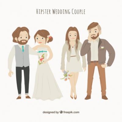 Cute Wedding Couples in Hipster Style – Free Stock Photo for Download