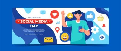 Flat Social Media Day Post Template for Free Download