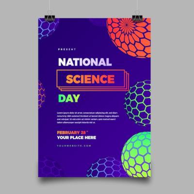 Gradient National Science Day Vertical Poster Template – Free Download