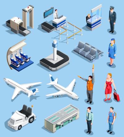 Isometric Elements Set for Airport – Free Download