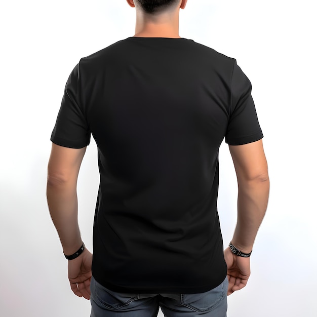 Male Black T-Shirt Mockup Isolated on White Background – Free Download