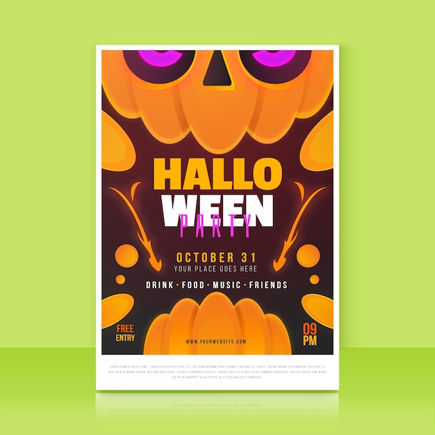 Halloween Party Poster in Flat Design – Free Download