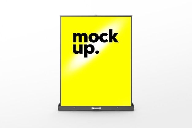 Stand Roll Banner Mockup in Front View with Clean White Background – Free Download