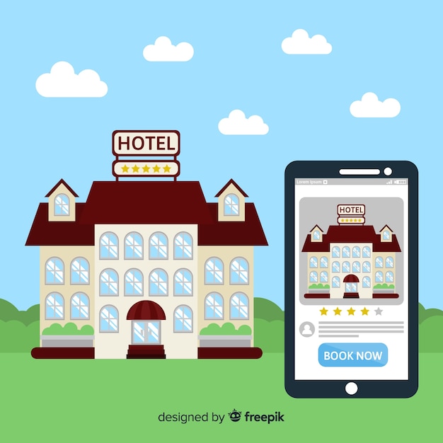 Flat Hotel Booking Concept Background – Free Download