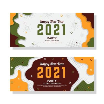 New Year 2021 Party Banners in Flat Design – Free Stock Photo, Download Free