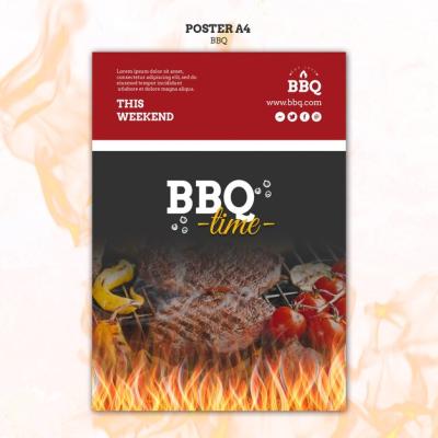 BBQ Time and Grill Poster Template – Free Download