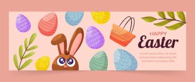 Flat Easter Twitter Header – Free Download