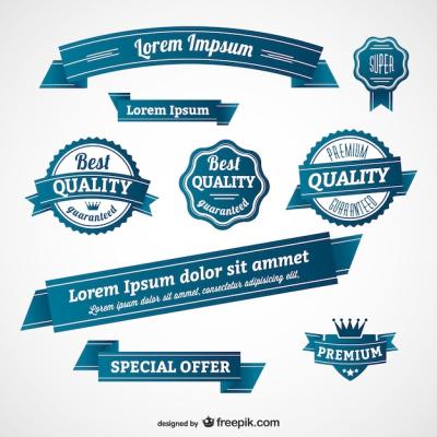 Blue Retro Badges and Banners – Free Download