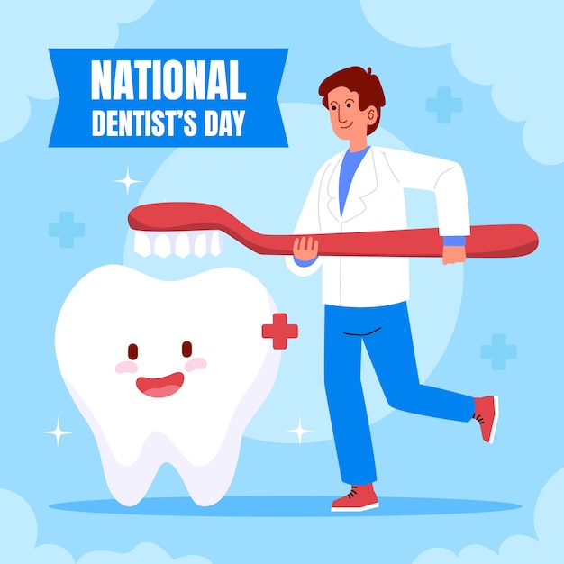 Flat National Dentist’s Day Illustration – Free Download